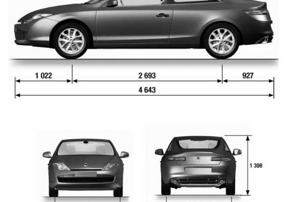 Renault Laguna Coupe (2008) (Рено Лагуна Купе (2008)) - чертежи (рисунки) автомобиля